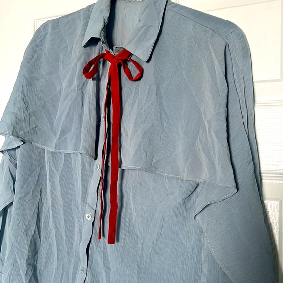 Blue Ruffle front blouse - Picture 9 of 13